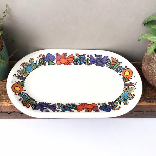 Plateau Villeroy et Boch Acapulco, plateau de service ovale, plat de cornichons, vaisselle Boho vintage des années 70, ustensiles de cuisine du milieu du siècle