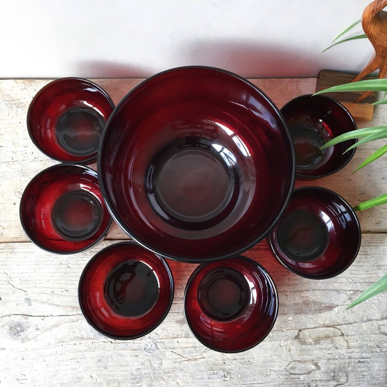 Vtg Arcoroc France saladiers rouge rubis royal. Lot de 3 - France
