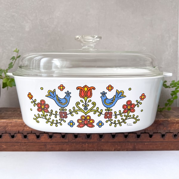 Pyrex Corning XL Country Festival Casseroles, Vintage Coring Ware Pyrex Ovenware, Acapulco