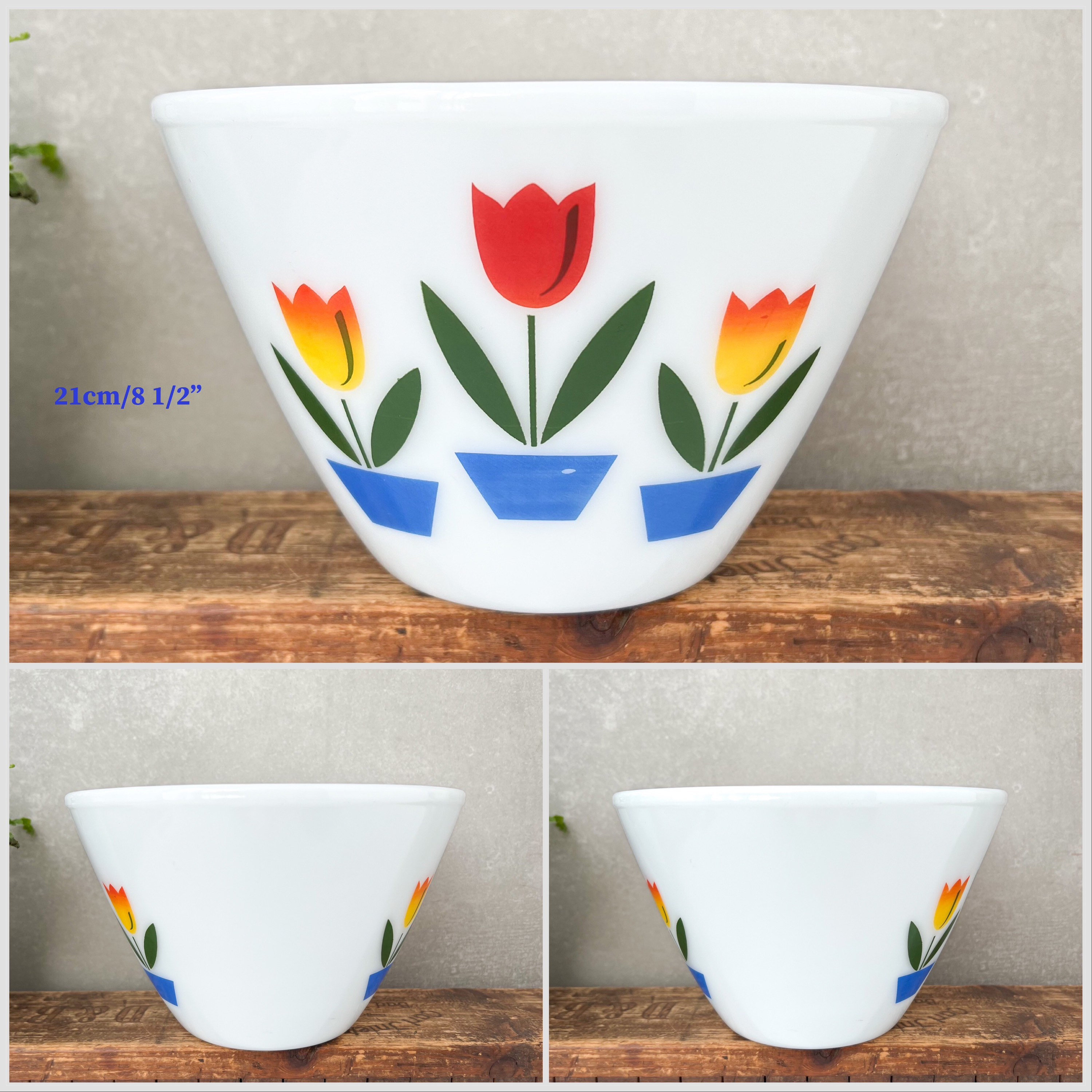 Fire King Tulip Mixing Bowls, Splash Proof Nesting Bowls