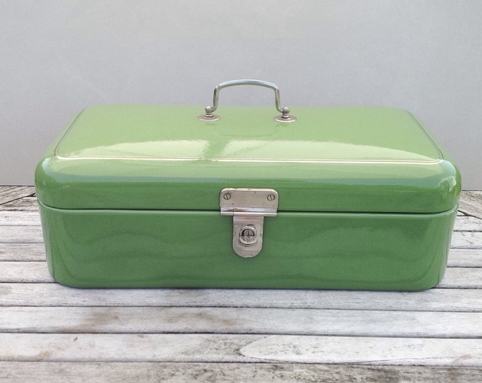 Vintage Dutch Breadbox / Bread Bin Mint Green Enamel Bread Box Etsy