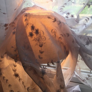 Beautiful French sheer curtain, voile curtains, net curtain, embroidered curtain, lace curtains image 1