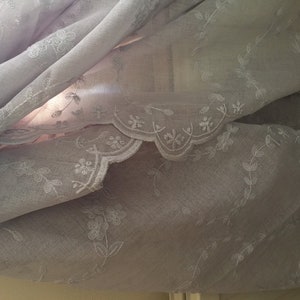 Beautiful French sheer curtain, voile curtains, net curtain, embroidered curtain, lace curtains Gray