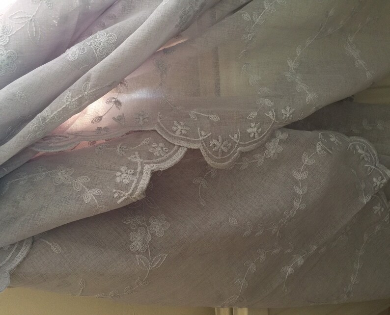 Beautiful French sheer curtain, voile curtains, net curtain, embroidered curtain, lace curtains image 2