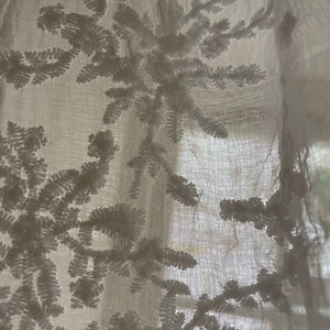 Sheer curtain panel, home decor, privacy curtain, Foliage pattern scalloped, ribbon top ties, net curtain panel, window curtain treatments, zdjęcie 6