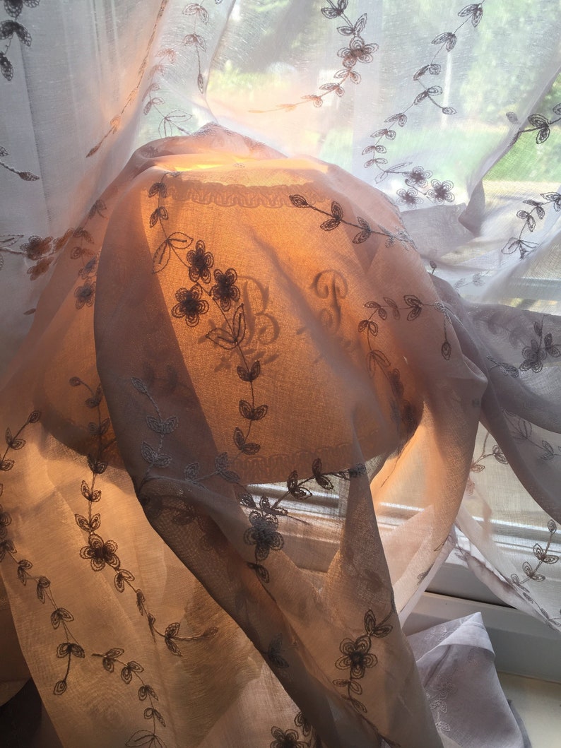 Beautiful French sheer curtain, voile curtains, net curtain, embroidered curtain, lace curtains image 1