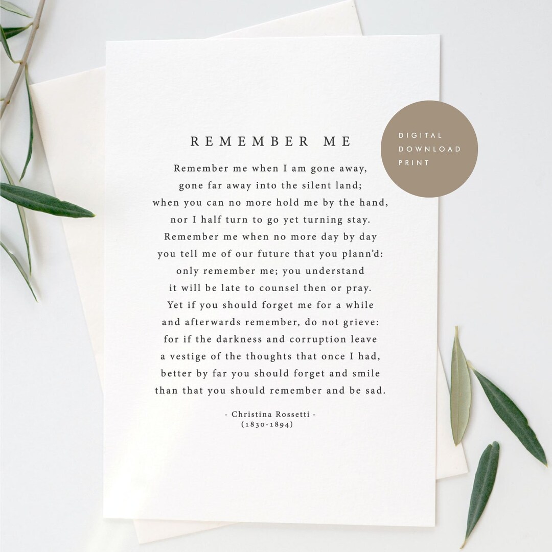 Memorial Poem Print Printable Quote Funeral Poem Poem - Etsy UK