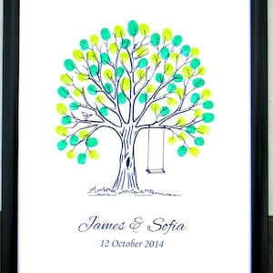 Personalised Fingerprint Tree Guest Book Wedding Birthday Christening Baby Shower (5)