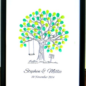Personalised Fingerprint Tree Guest Book Wedding Birthday Christening Baby Shower (8)