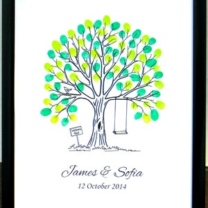 Personalised Fingerprint Tree Guest Book Wedding Birthday Christening Baby Shower (4)