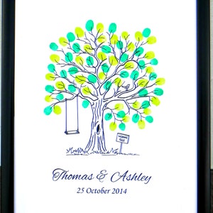 Personalised Fingerprint Tree Guest Book Wedding Birthday Christening Baby Shower (6)