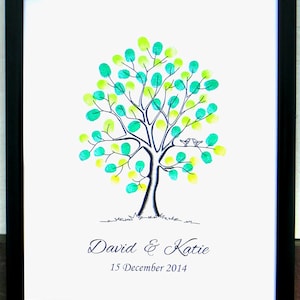 Personalised Fingerprint Birch Tree Guest Book Wedding Birthday Christening Baby Shower (13)