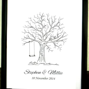 Personalised Fingerprint Tree Guest Book Wedding Birthday Christening Baby Shower (7)