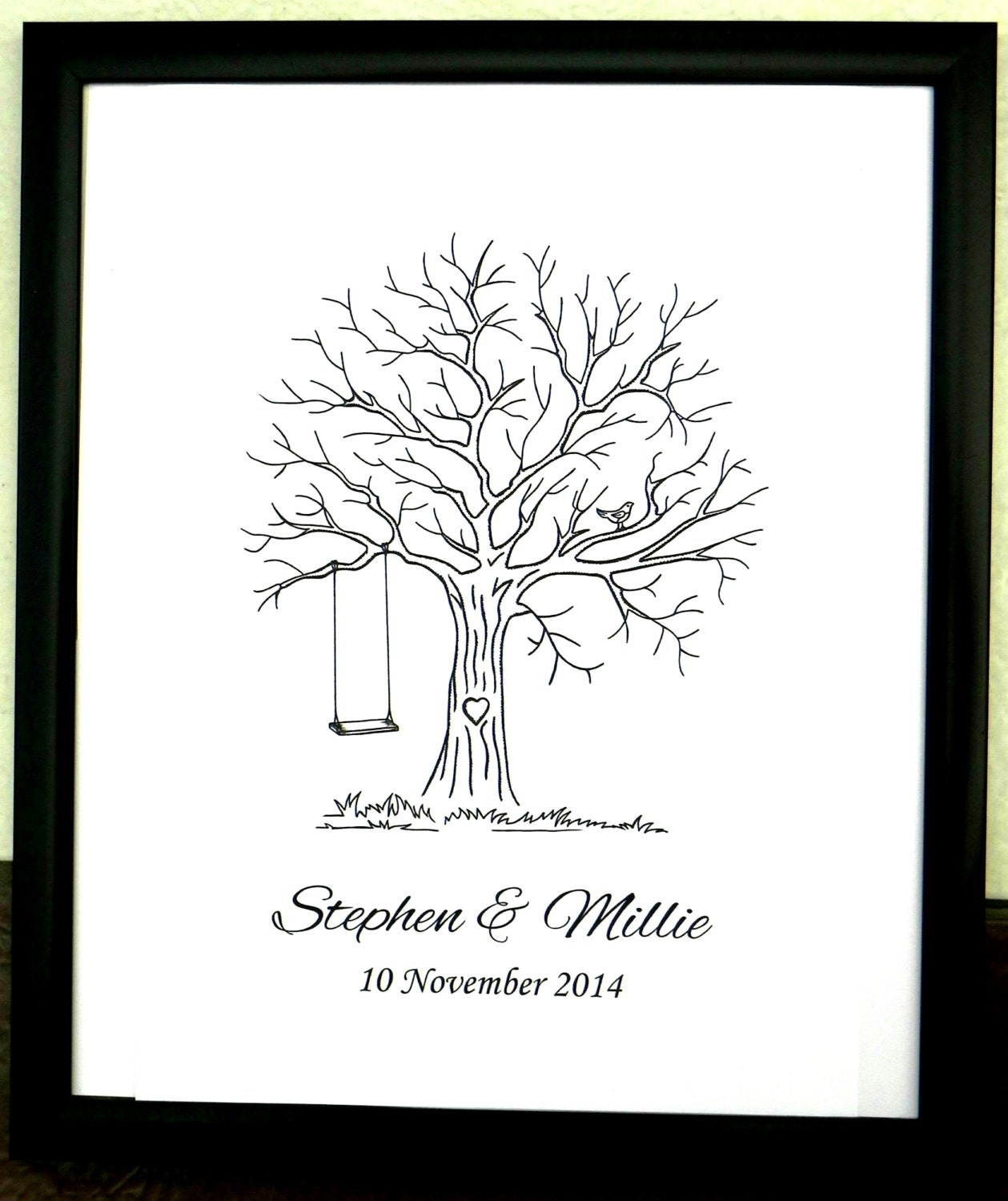 Personalised Fingerprint Tree Guest Book Wedding B-day Christening Baby Shower D