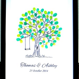 Personalised Fingerprint Tree Guest Book Wedding Birthday Christening Baby Shower (2)