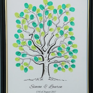 Personalised Fingerprint Tree Guest Book Wedding Birthday Christening Baby Shower (A)