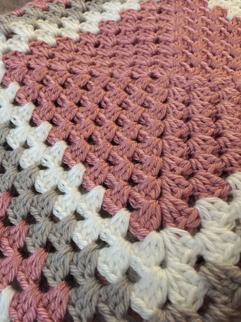 Granny Square Crochet Blanket Afghan Throw Gray Grey White Etsy