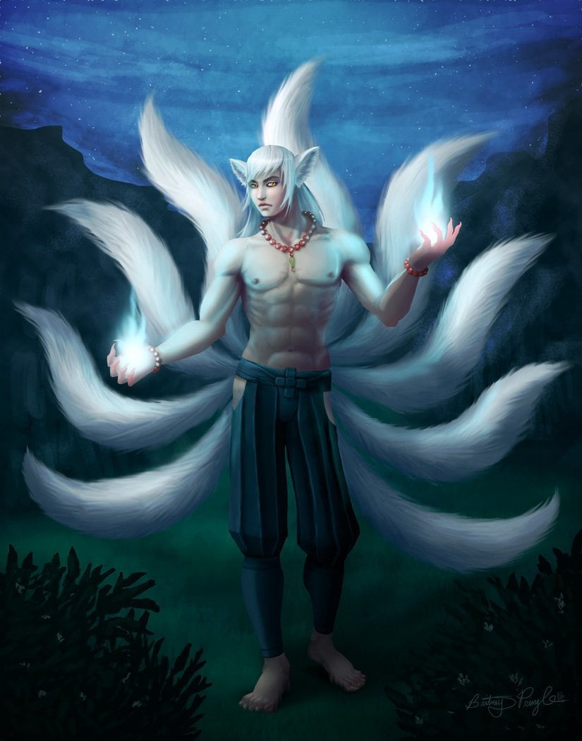 Kitsune Fox Fantasy Art Print Etsy New Zealand