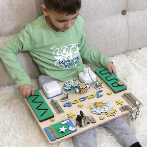 Sensory board, Wooden busy board for toddlers, Activity board children, Montessori baby toys