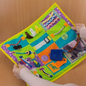 Fidget blanket for autism, Montessori busy sensory mat for toddler, Fine motor skills toys, 2 3 year old activity toys