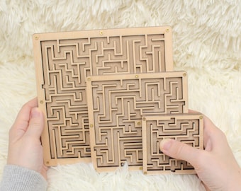 Wooden Labyrinth Kids Maze Toy, Handheld Cognitive & Coordination Game, Autism Friendly Gift