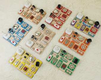 Montessori Busy Board, Sensory Toy, Fine Motor Skills Development, Toddler Gift, Handmade Wooden Toy