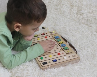 Wooden Sensory Activity Board for Kids 3+ | LED Busy Board