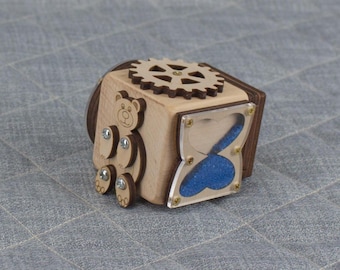 Personalized Wooden Activity Cube for Kids 3+ | Sensory Travel Activity