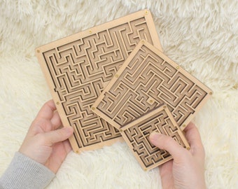 Wooden Labyrinth Maze: Montessori Homeschool Activity, Kids Birthday Gift