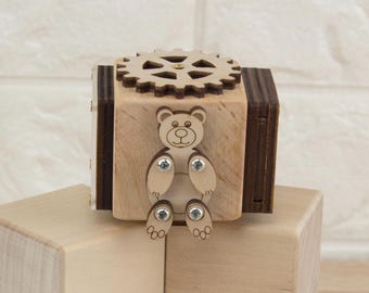 Montessori Wooden Busy Cube: Sensory Fidget Toy for Kids