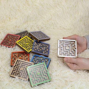 Wooden labyrinths maze game, Wood concentration toy, Travel games for kids, Brain teaser games