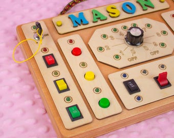 Light Up Busy Board with Switches & LED Lights - Electronic Sensory Toy for Kids