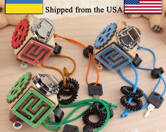 Wooden Activity Cube for Kids 3+ | Sensory Travel Activity Cube