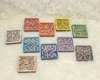 Handheld Wooden Pocket Toys for Toddlers, Mini Ball Marble Maze Games for Kids, Preschool Wood Labyrinth gifts