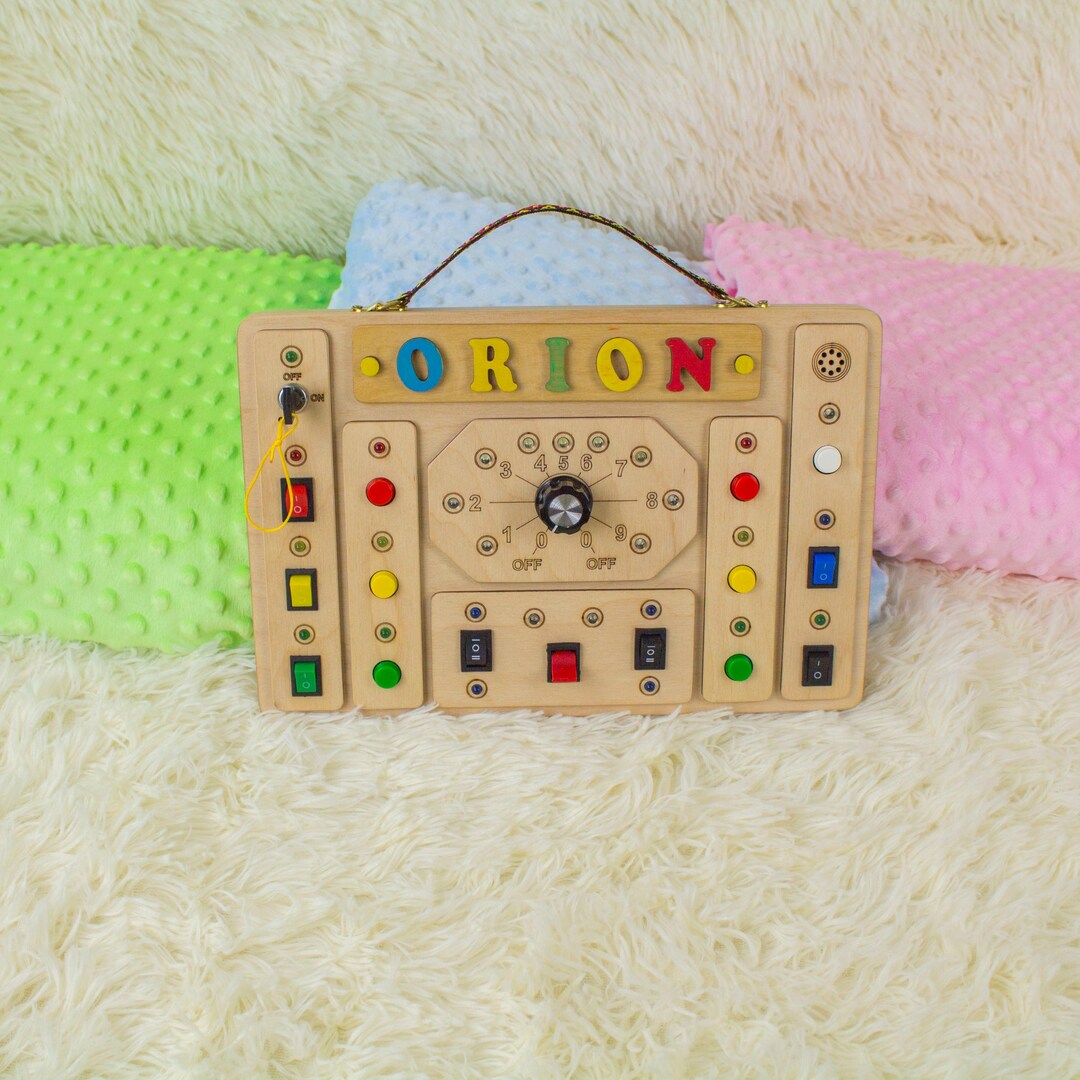 Personalized Busy Board With Switches and Buttons – LED Sensory Toy for ...