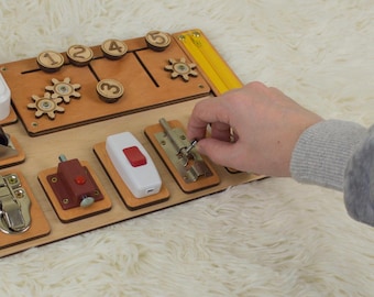 Prancha de atividades sensoriais para adultos, com suporte de madeira, ideal para terapia da demência. Brinquedo sensorial para idosos.