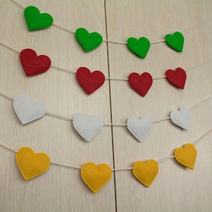 Felt Hearts Garland: Handmade Christmas Tree Decoration, Winter Holiday Decor