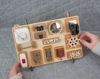 Painel sensorial para adultos com suporte de madeira, ideal para terapia da demência. Ótimo presente para lares de idosos.