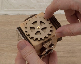 Wooden Activity Cube: Montessori Fidget Toy, Motor Skill Travel Toy