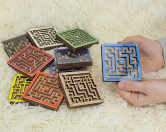 Montessori Wooden Maze Game: Labyrinth Toy with Metal Ball