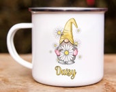 Personalised Enamel Camping Mug| Camping Mug | Daisy | Gnome