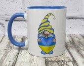 Personalised Mug | Design Your Own| Gnome | 9 Colour Choices | Ukraine Gnome | Awareness