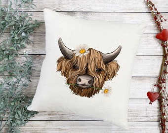 Personalised Highland Cow Cushion Cover | Scottish Decor