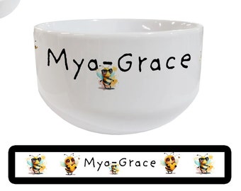 Cereal Bowl, Breakfast Bowl, Bee Bowl, Personalised Ceramic Bowl, Personalised Bowl