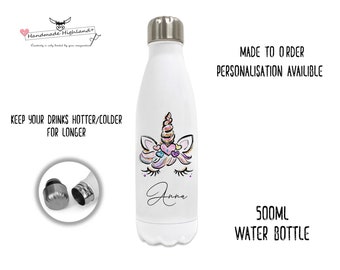 Personalised Water Bottle | 500ml | Hot/Cold| Custom Water Bottle | Unicorn Water Bottle