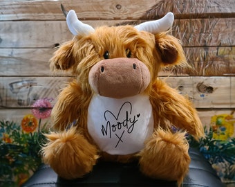 Highland Cow | Personalised Soft Toy | Teddy Bear | Made to Order | Moody