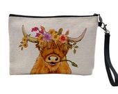 Highland Cow Make Up / Cosmetic Bag | Make Up | Personalised | Made to Order