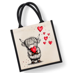 Highland Cow Tote Bag | Jute | Jute Tote Bag | Shopping Bag | Reusable Bag | Highland Cow | LuvCoo