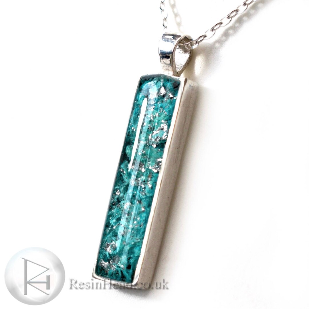 Solid Sterling Silver Rectangle Pendant Cremation Ashes Jewellery