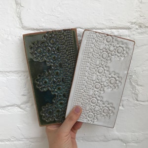 Handmade Lace Stoneware Tile, Kitchen Bathroom Soap Dish